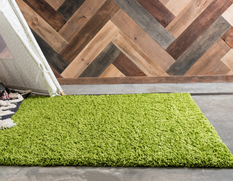 Unique Loom Grass Green Solid Shag 2'x3' Area Rug