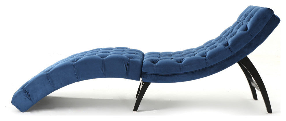 GDF Studio Garamond Tufted New Velvet Chaise Lounge, Cobalt