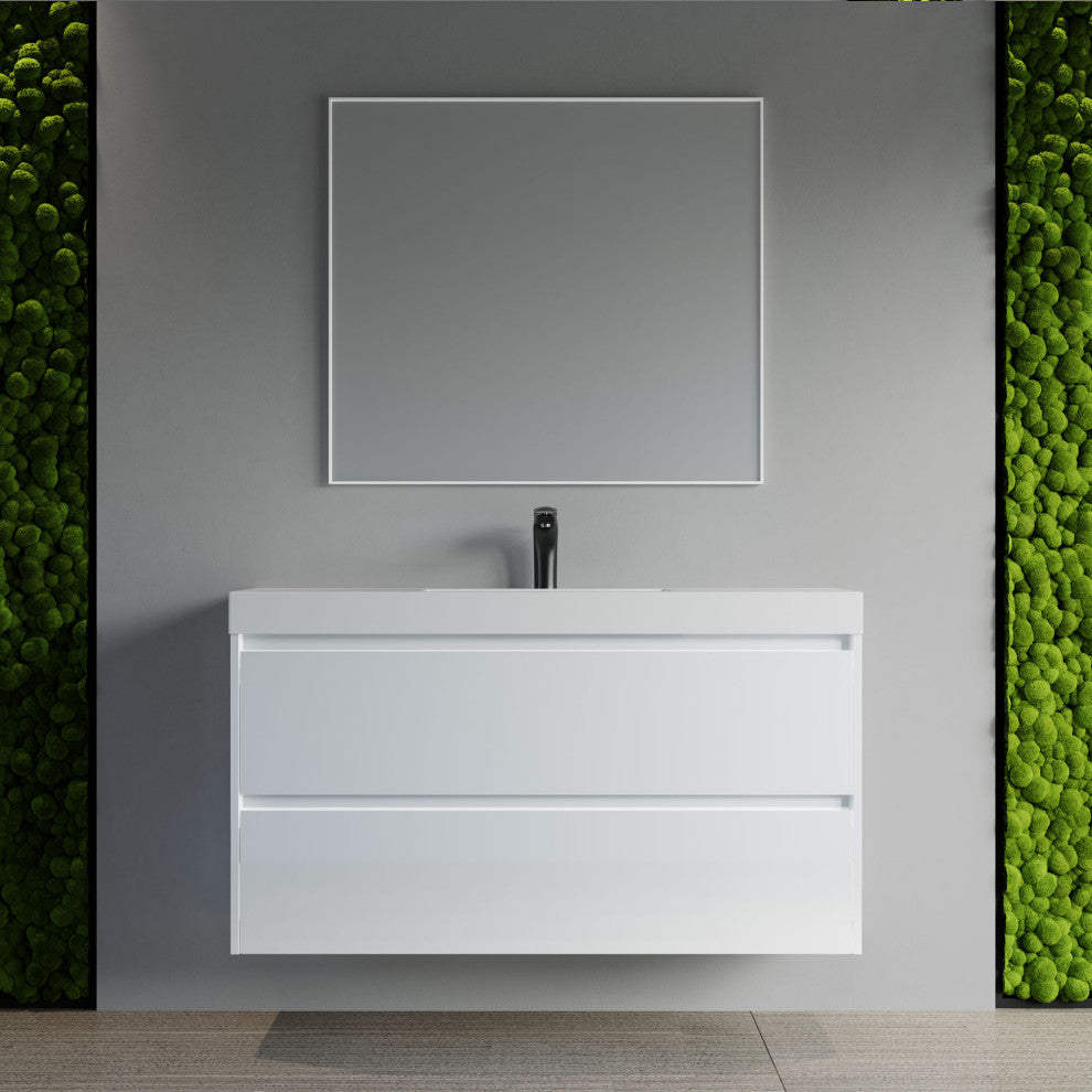 Wright 48" Single Bathroom Vanity Set, Gloss White