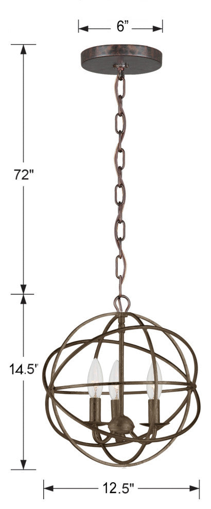 Elight 3 Light  Bronze Mini Chandelier