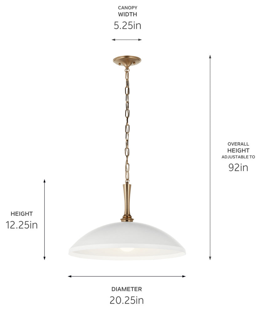Delarosa 20" 1 Light Pendant, White and Champagne Bronze