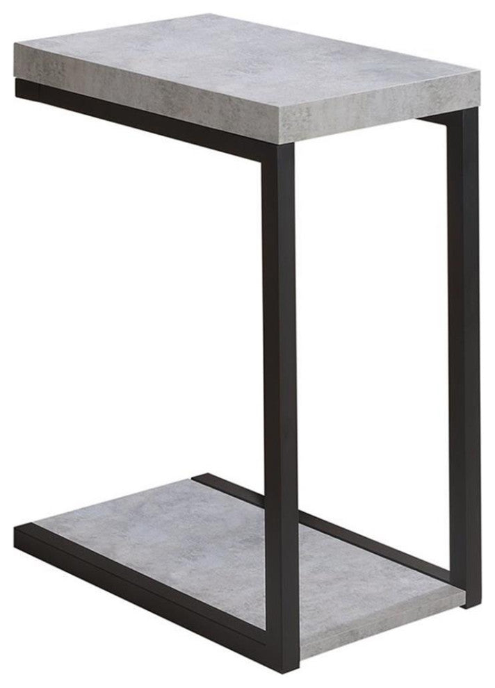 Home Square Contemporary Faux Cement End Table in Black - Set of 2