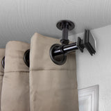 Pedestal Ceiling 1" Curtain Rod/Room Divider, Black, 28-48"