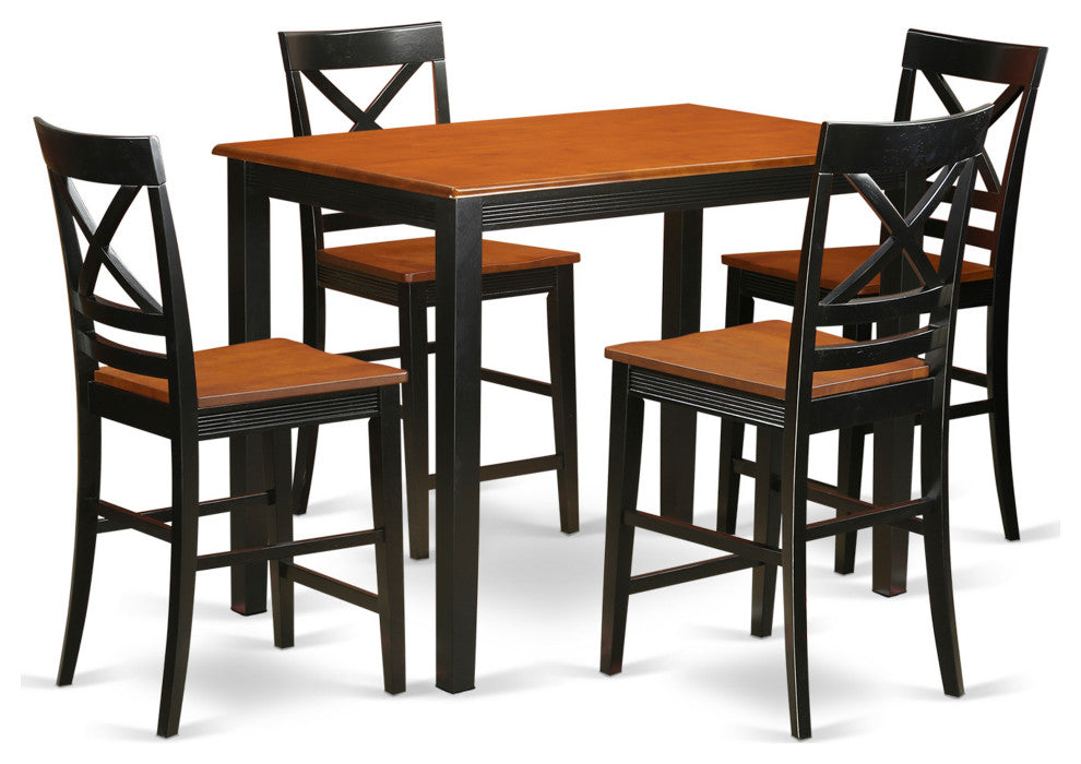 5 Pc Counter Height Dining Room Set -Pub Dining Table And 4 Dining Chairs