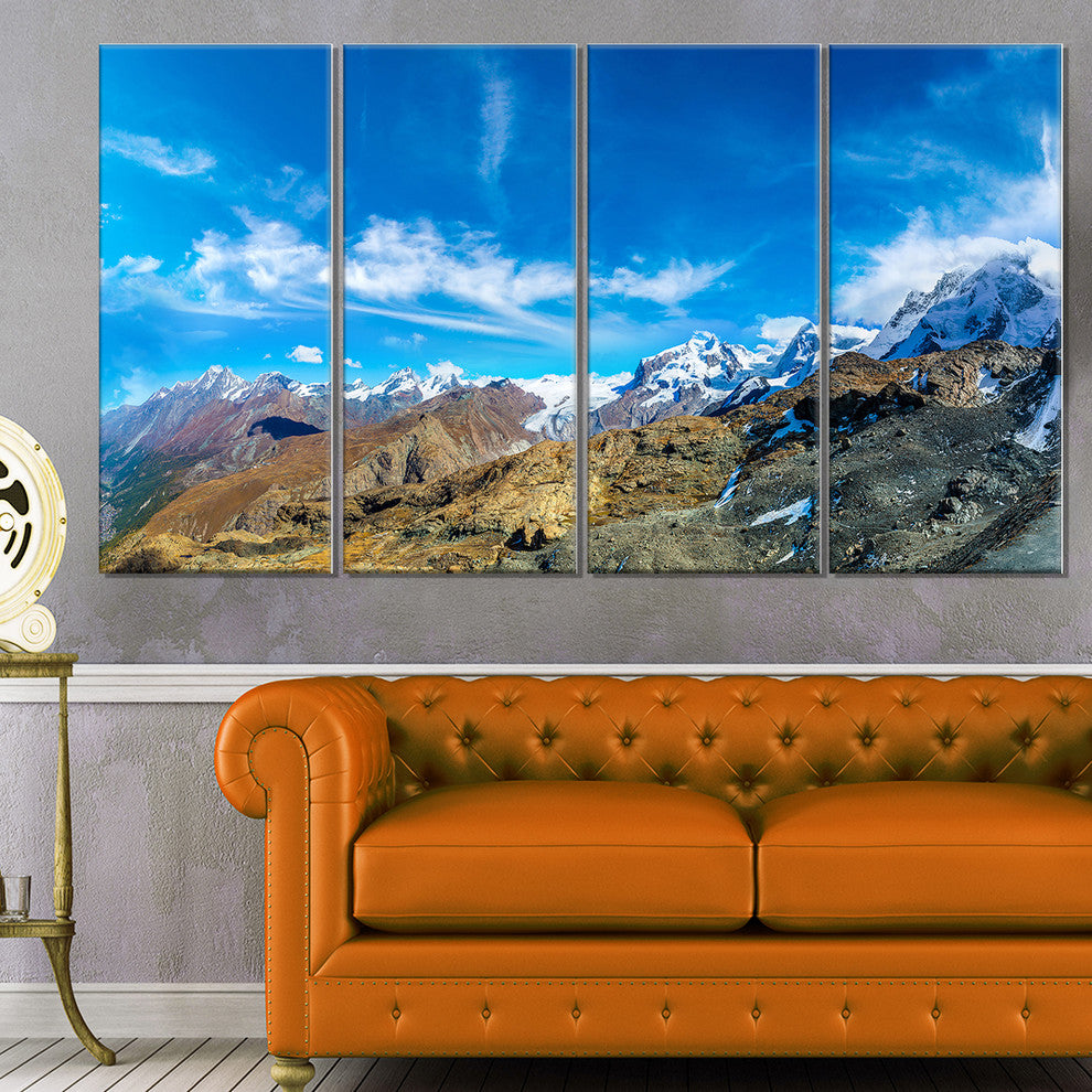 "Alps Mountains in Switzerland" Landscape Wall Art, 4 Panels, 48"x28"