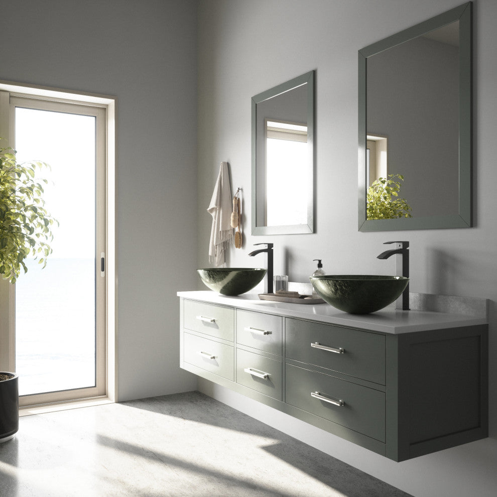 Giovanni 17"L x 17"W Glass Vessel Sink and Duris 12"H Faucet Set
