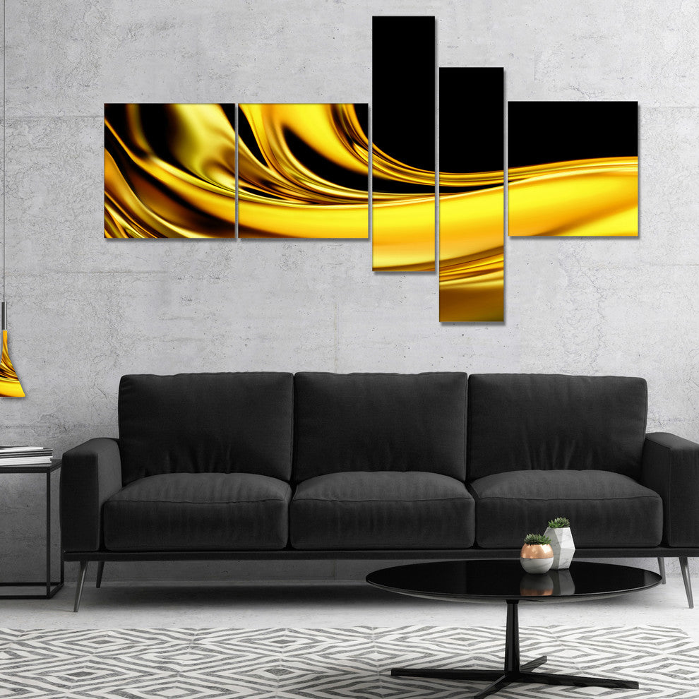 Yellow Gold Texture Pattern, Abstract Canvas art print, 60"x32", 5 panels