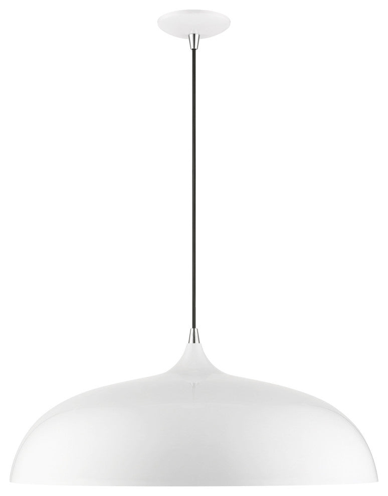 Amador 3 Light Shiny White With Polished Chrome Accents Large Pendant