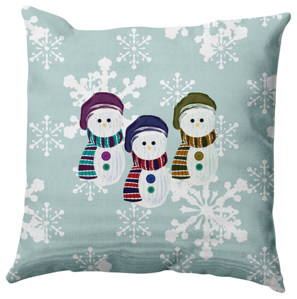 Sock Snowmen Decorative Throw Pillow, Green-Gray, 26"x26"