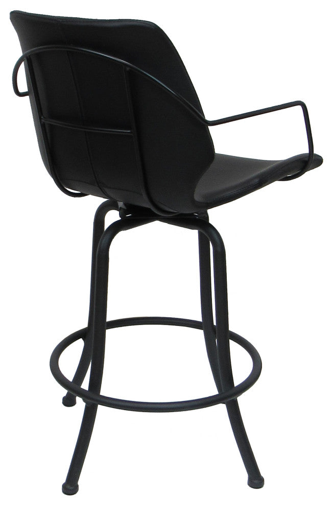 Swivel Metal Counter 26" 30" or 34" Bar Stool - Asheville, Black - Black, 34"