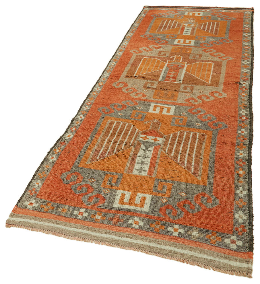 Rug N Carpet - Handmade Anatolian 3' 7" x 11' 5" Antique Runner Rug