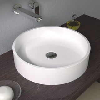 ADM Circular Countertop Vessel Sink, White, 17", Glossy White