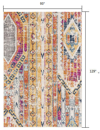 8'x10' Gold and Ivory Southwestern Area Rug
