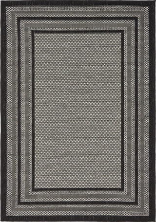 Unique Loom Gray/Multi Border Outdoor 4'x6' Area Rug