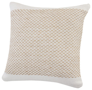 Ivory and Jute Interwoven Bordered Throw Pillow