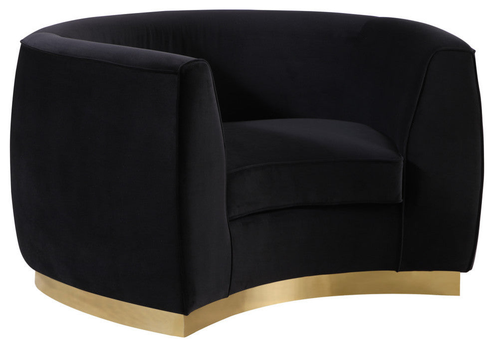 Julian Velvet Upholstered Chair, Black, Gold Base