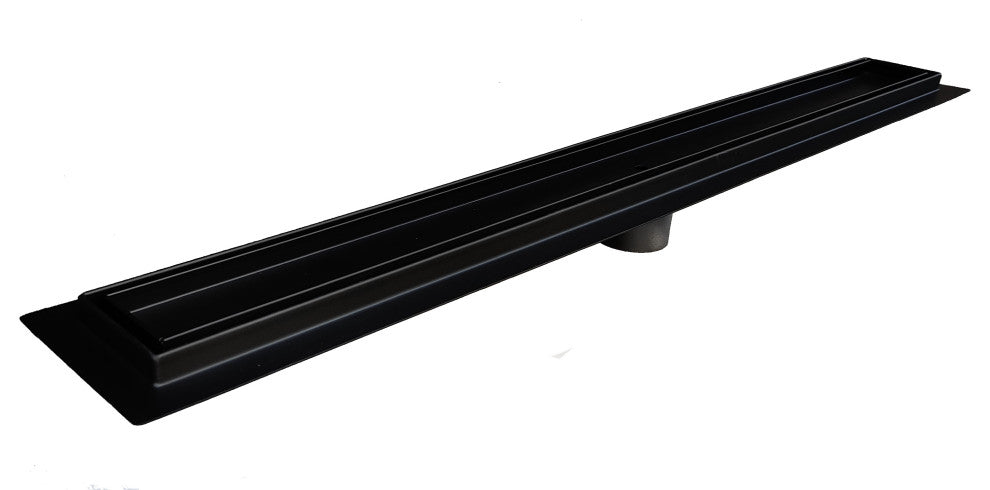 Matte Black Tile Insert Linear Drain, Black Hair Trap Set, SereneDrains, 40 Inch