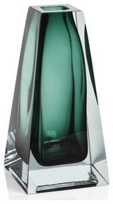 Carrara Polished Green Glass Vase, 3"x3"x6"