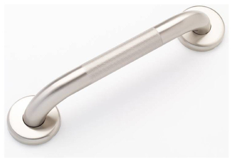 1.25" Straight Grab Bar, Brushed Nickel, 12", Knurled