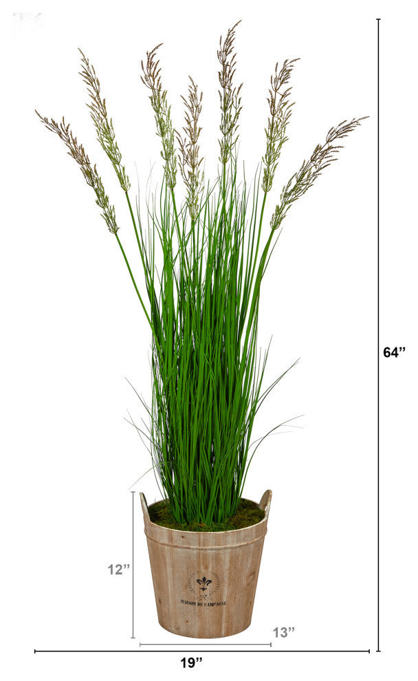 64" Wheat Grass Artificial Plant, Farmhouse Planter