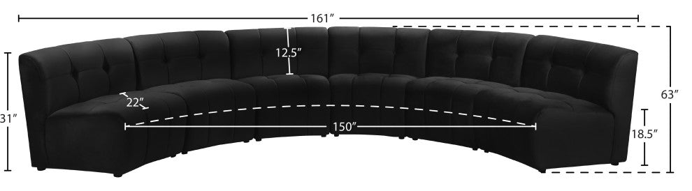 Limitless Velvet Upholstered 6-Piece Modular Sectional, Black