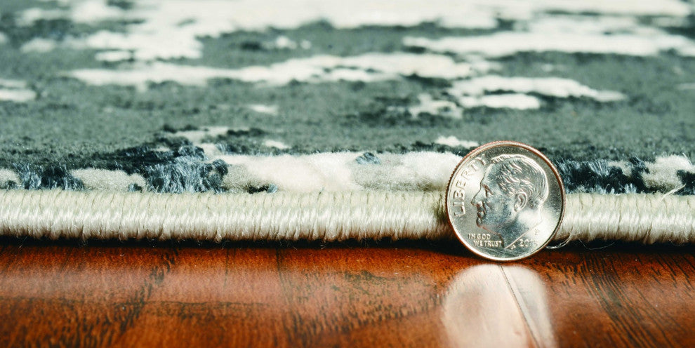 HomeRoots 6' x 9' Polyester Silver Charcoal Area Rug