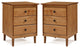 2 Pack 3 Drawer Solid Wood Nightstands- Caramel