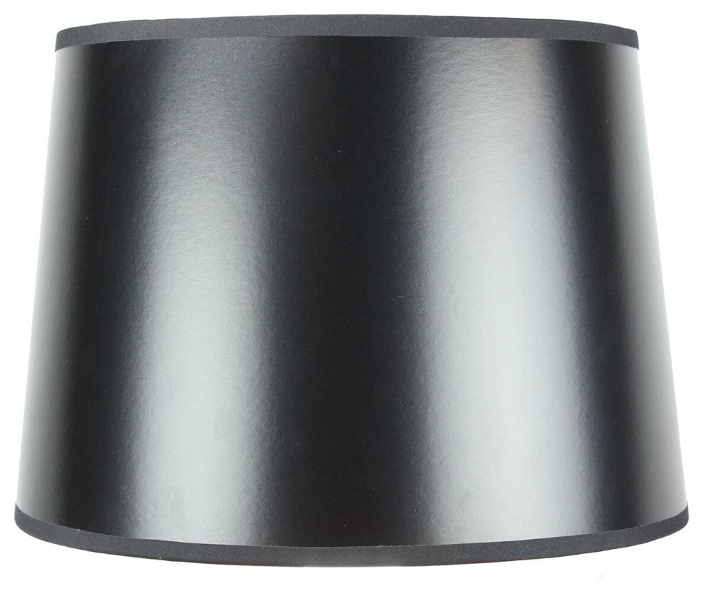 12"x14"x10" Black Parchment Gold-Lined Drum Lampshade