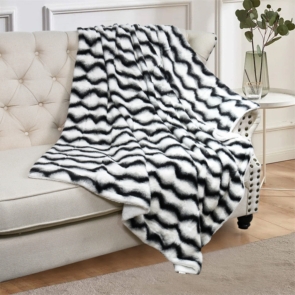 Elite Faux Fur Throw Blanket With Sherpa Backing, Irene, 50" X 60"