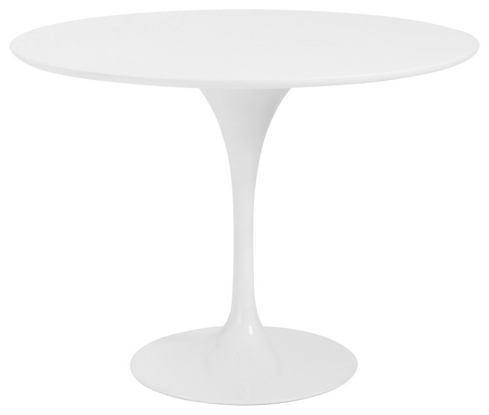 Astrid Round Table with Oak Veneer Top and Matte Black Base, White