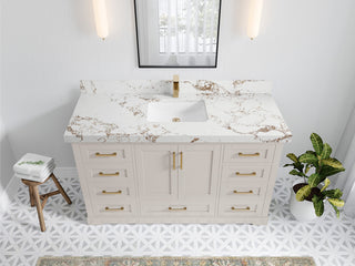 Boston 60" Single Bathroom Vanity in Fine Grain 2" Viola Gold