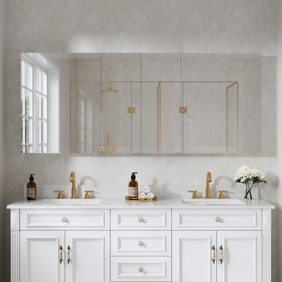 Recessed/Surface Mount Bathroom Medicine Cabinet, Reverse Installation, 72"x30"
