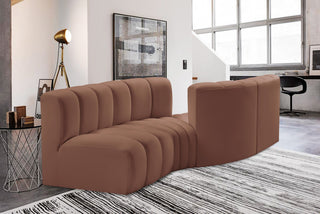 Arc Vegan Leather Upholstered 4-Pc. Facing Modular Sectional, Cognac