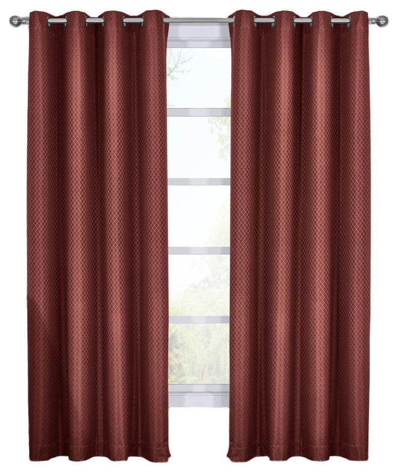100% Blackout Diamond Woven Drapes, 2PC, Brick, 108"x120"