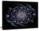 Blue and Black Fractal Flower, Floral Canvas Art Print, 20"x12"