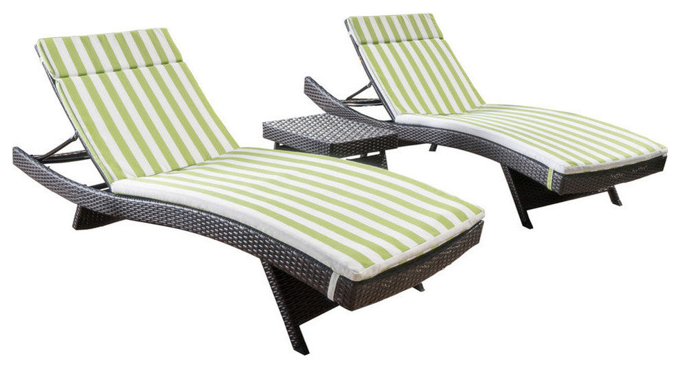 GDF Studio 3-Piece Savana Outdoor Wicker Lounge Set, Gray/Green/White
