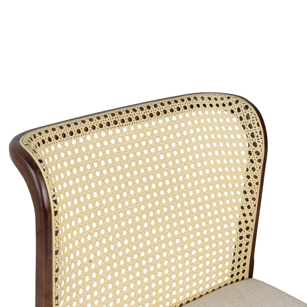 Modern Brazilian, Eloa, Cane Side Chair, Nogal/Natural/Medley Ivory
