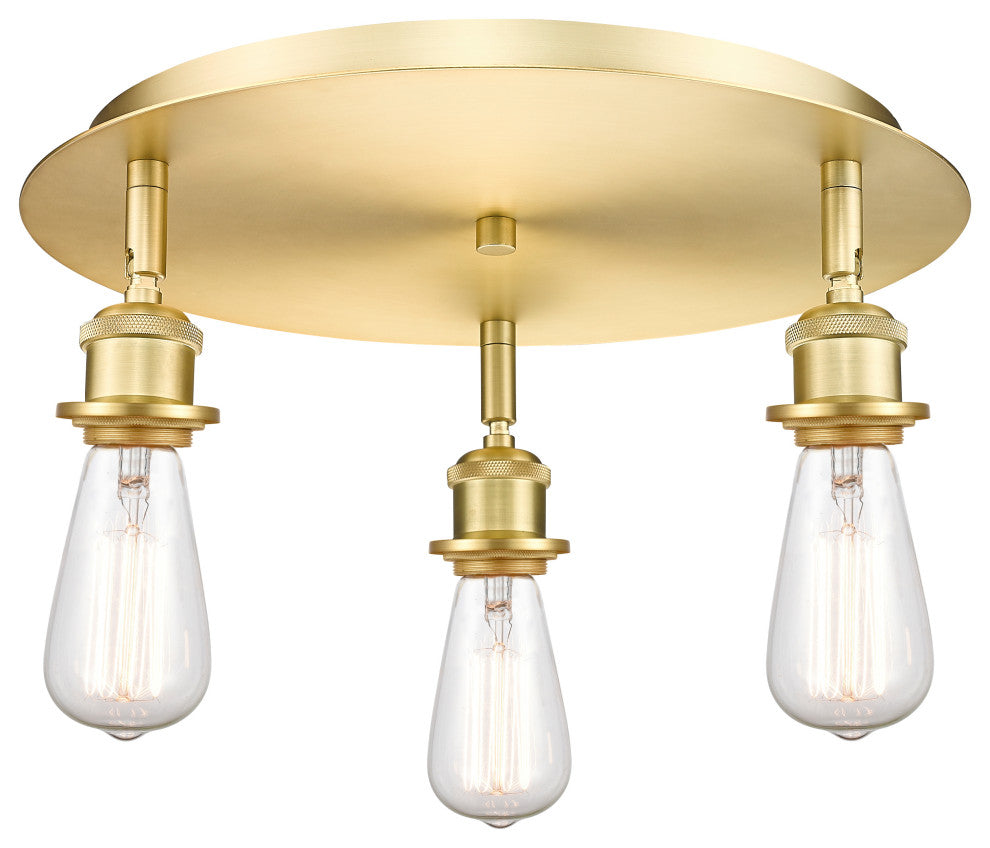 Innovations Ballston 3 11.75" Flush Mount Satin Gold