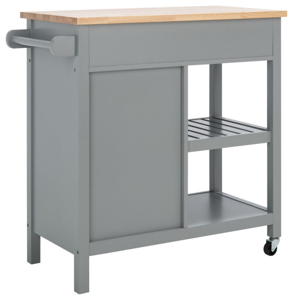 Safavieh Locklyn 1 Door 2 Drawer 2 Shelf Cart, Grey/Natural