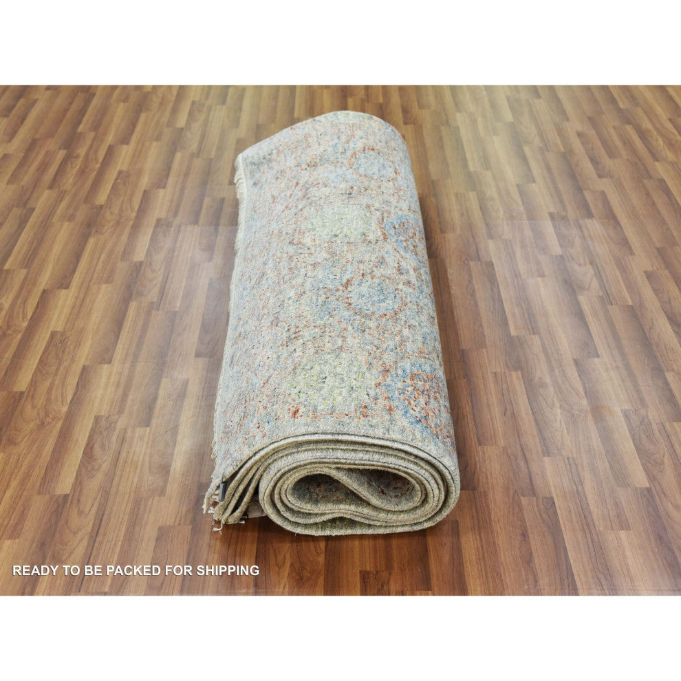 Hand Knotted Obscured and Subtle,Pure Wool, Soft, Oriental Rug, 9'2"x12'