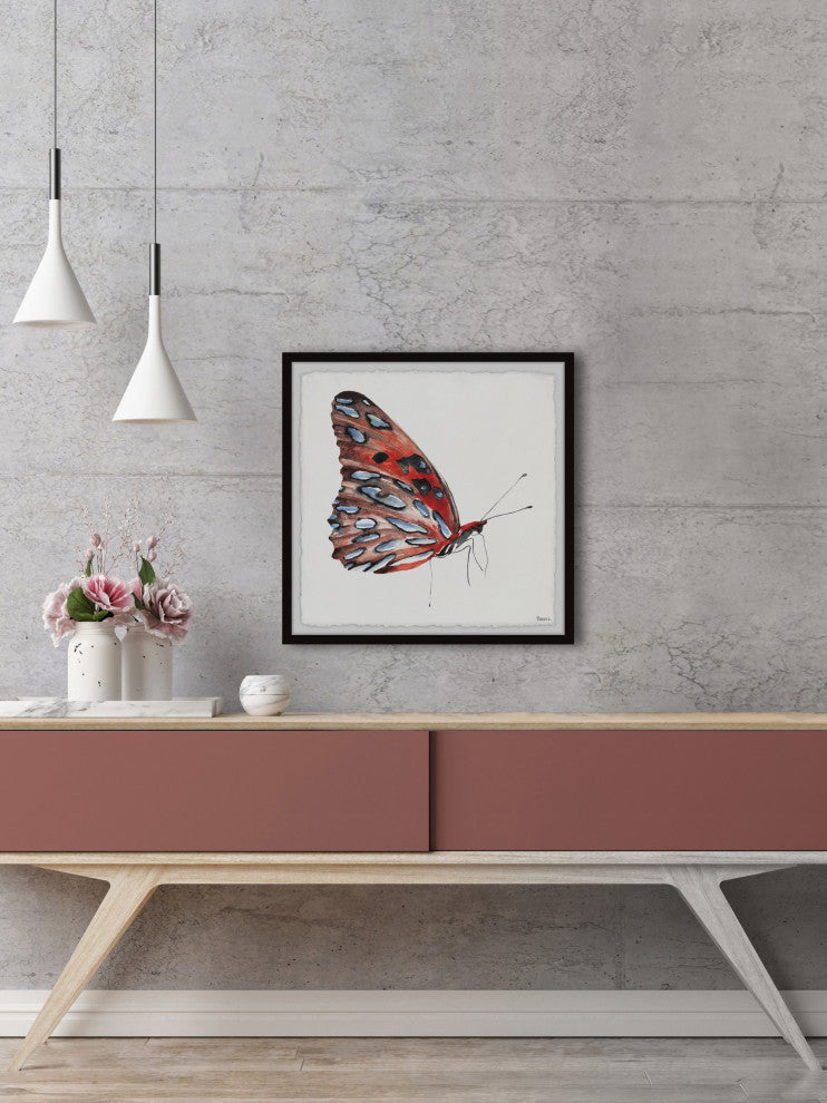"Tiger Butterfly" Framed Painting Print, 12"x12"