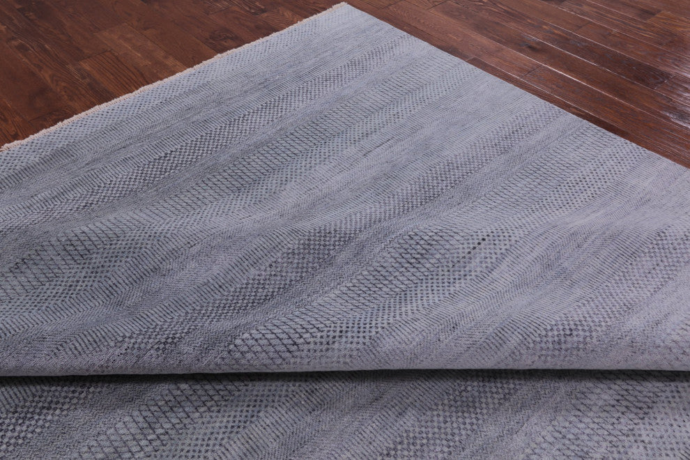 9' 1" X 12' 4" Wool and Silk Savannah Gabbeh Hand Knotted Rug Q6524