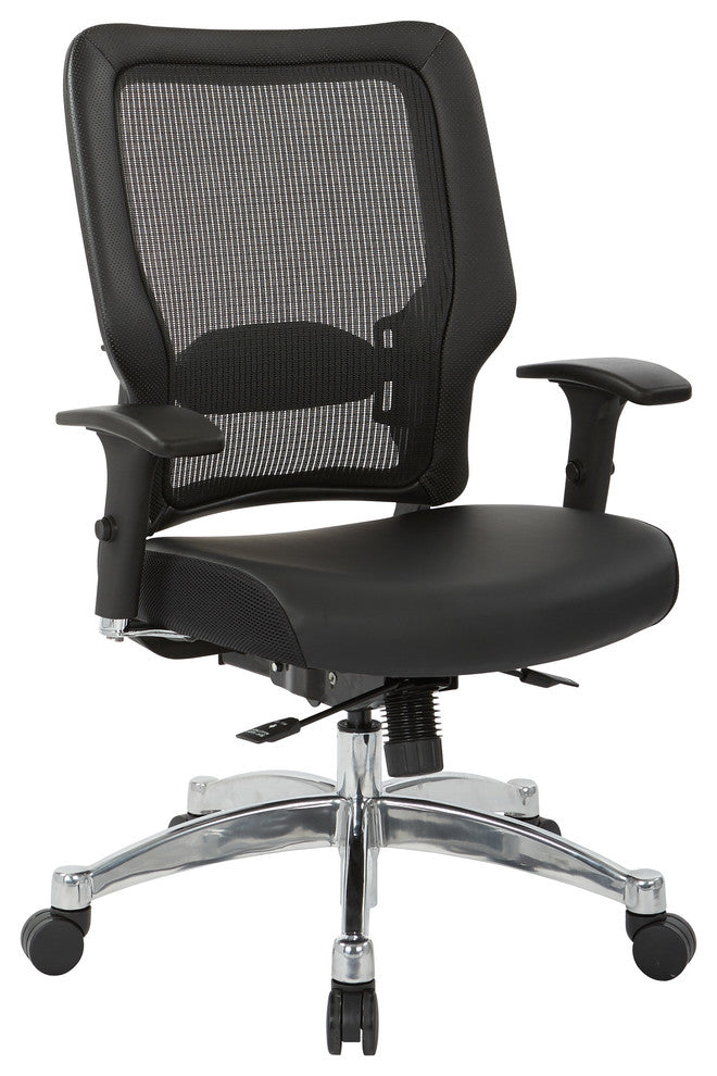 Black Mesh Back Chair With Black Bonded Leather Seat