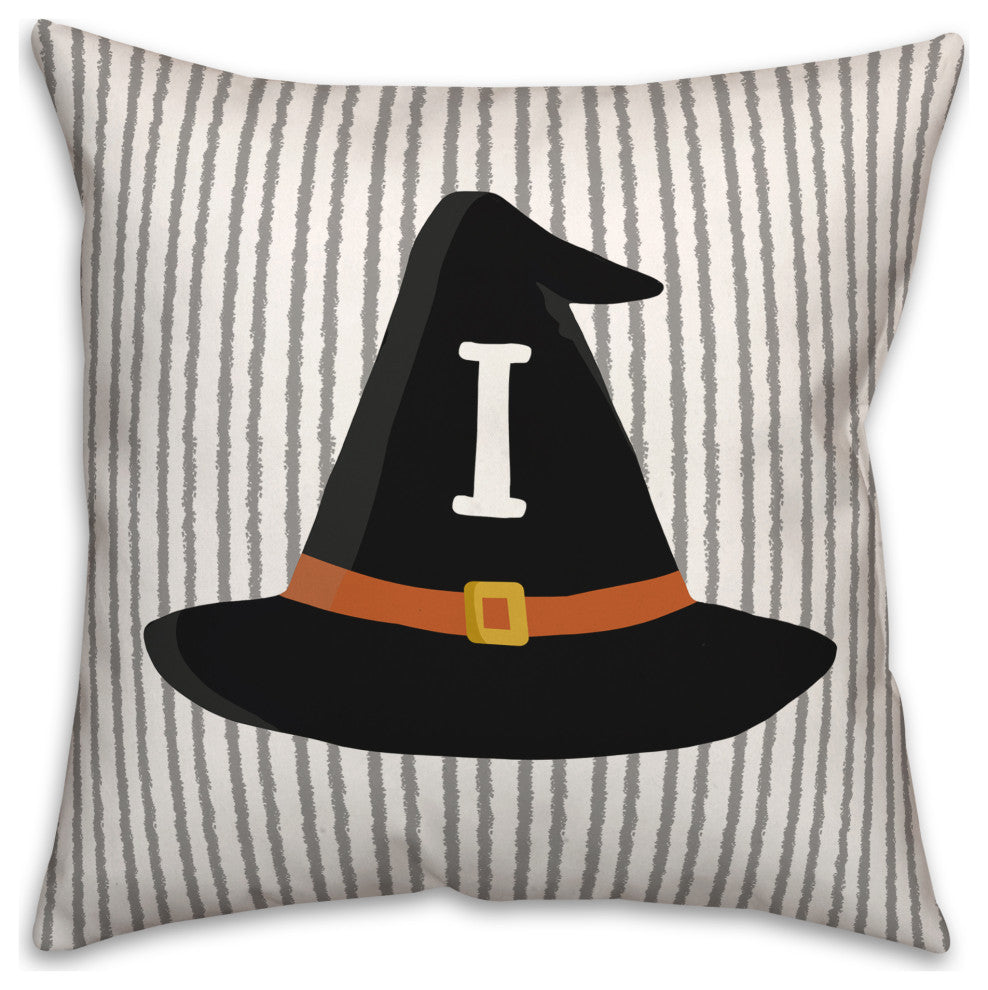 Halloween Monogram Hat I 18x18 Spun Poly Pillow
