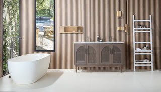 Nara Mid-Century Freestanding Bathroom Vanity, Chestnut Oak, 60"