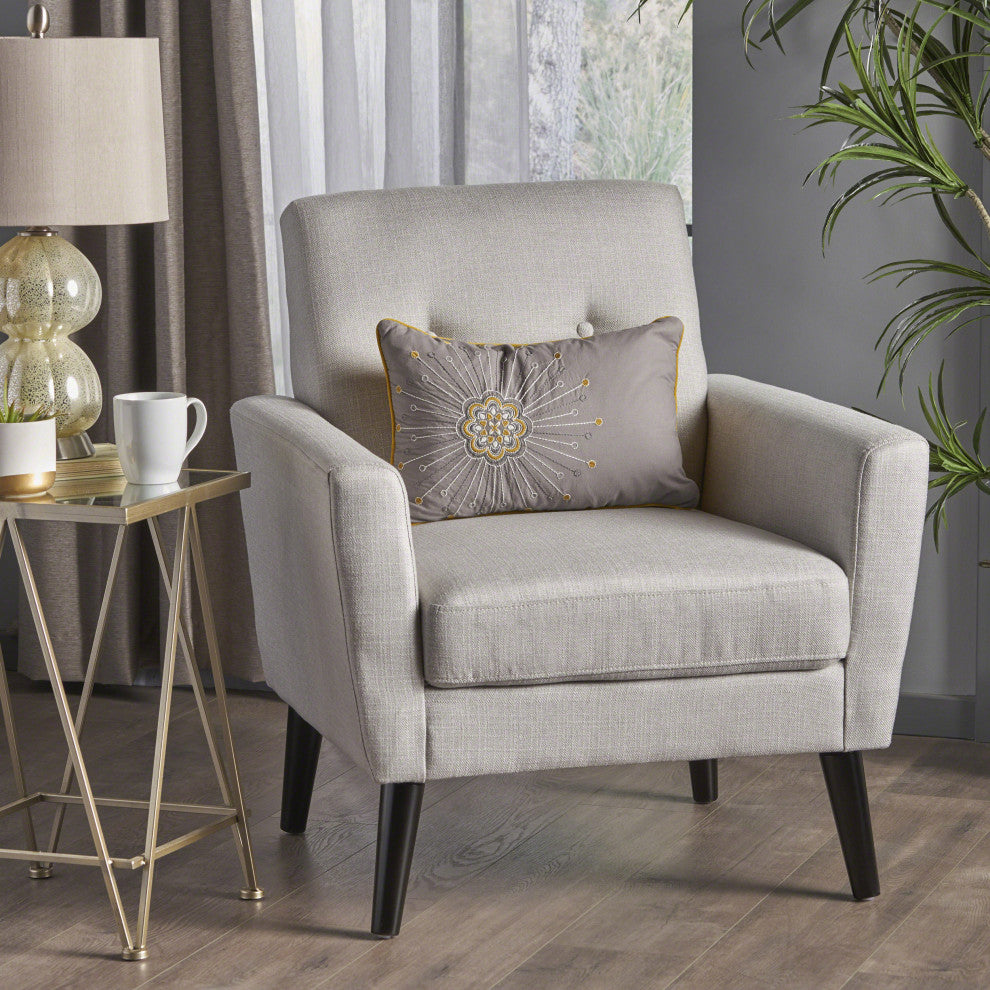 GDF Studio Sierra Mid Century Fabric Club Chair, Light Gray