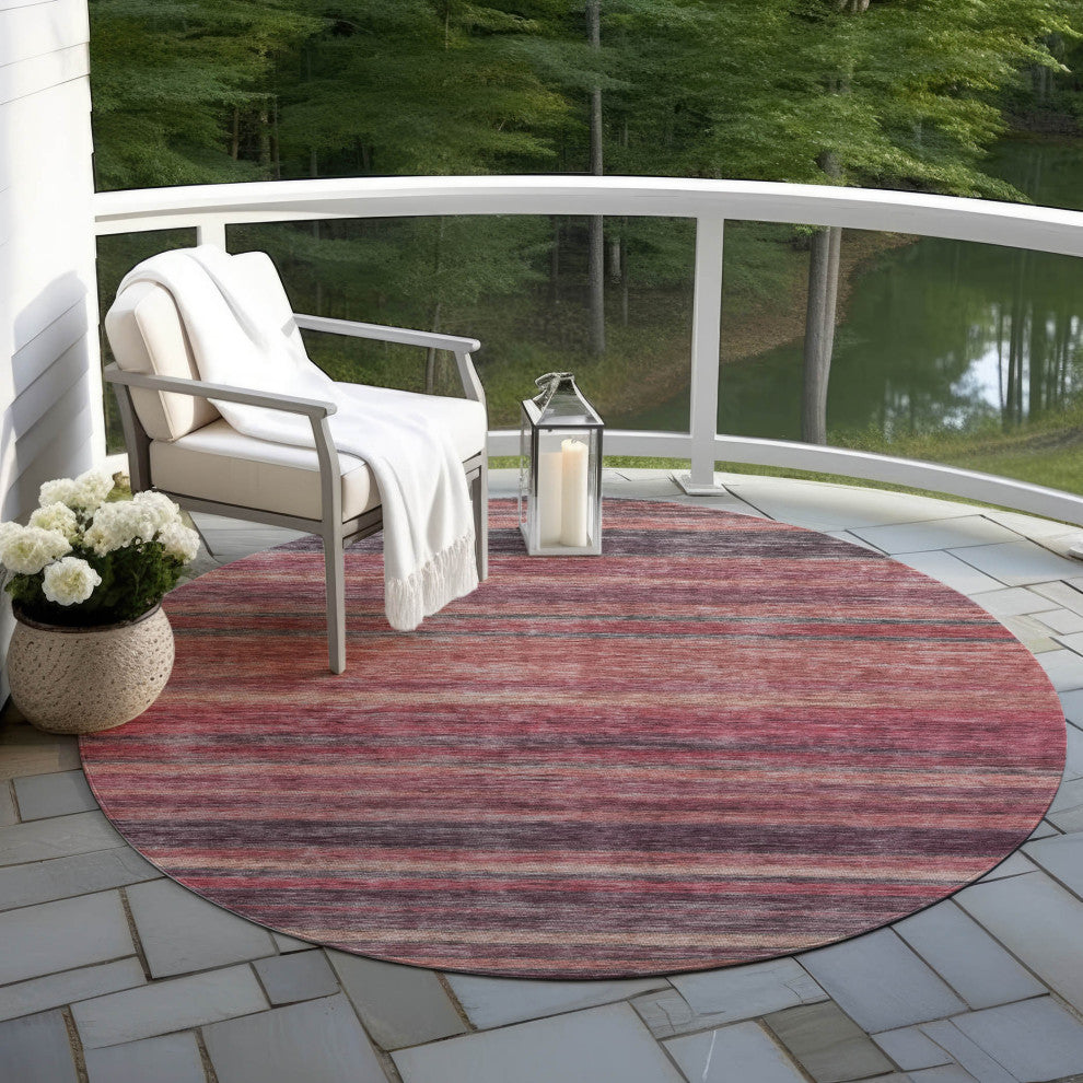 Machine Washable Indoor/Outdoor Chantille ACN1639 Paprika 8' x 8' Round Rug