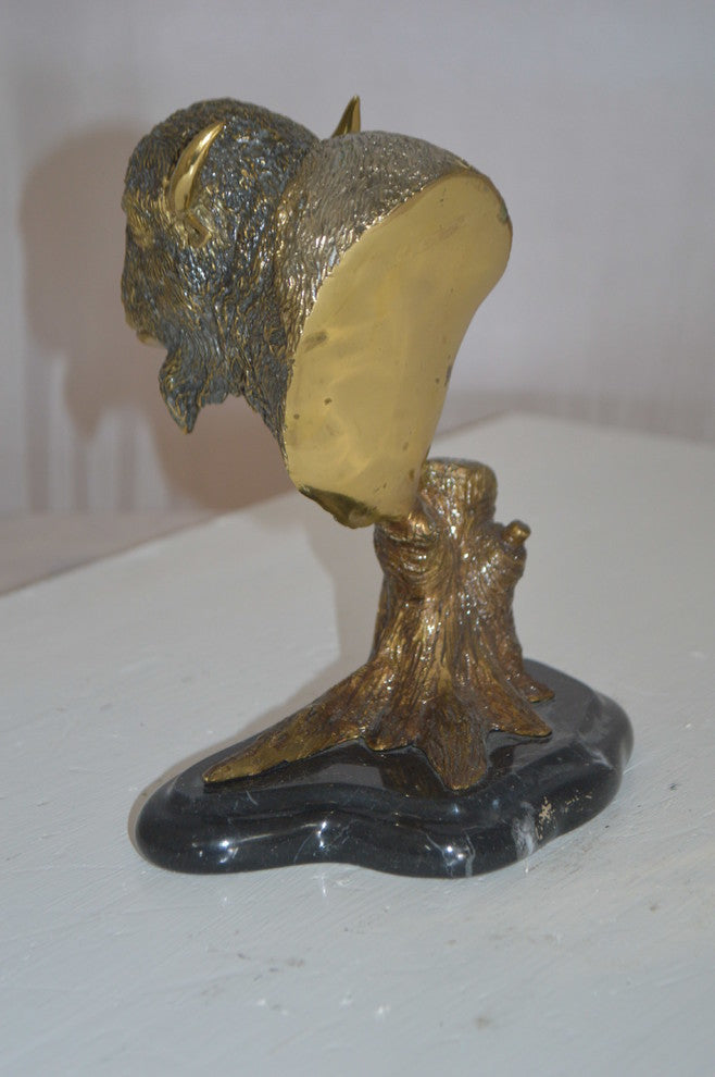 Bison Head Bronze Statue -  Size: 8"L x 5"W x 9"H.