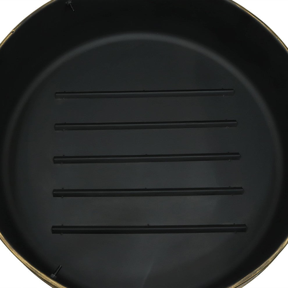 Sunnydaze Large Black Steel Cauldron Outdoor Fire Pit With Spark Screen, 34"