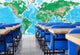 World Map Wall Decal, Topography 62"x42"